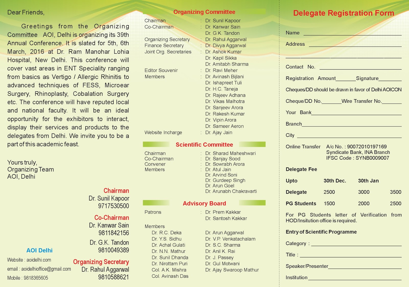 Association of Otolaryngologists of India: 39th Annual Conference of AOI-Delhi State ...
