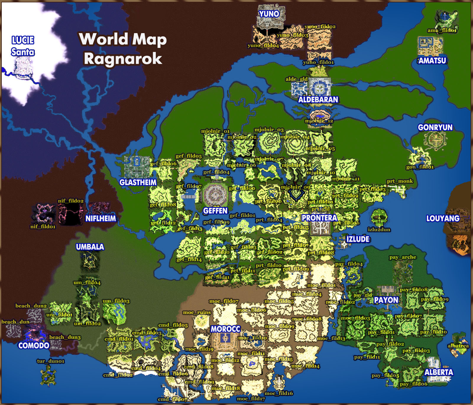 ragnarok online map list with levels