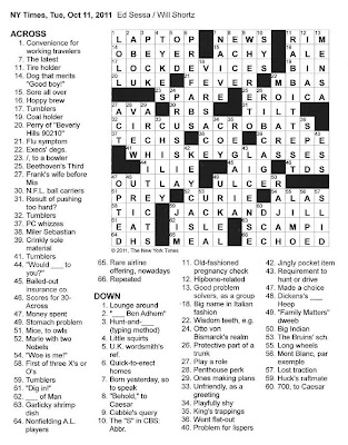 The New York Times Crossword in Gothic: 10.11.11 — Tumblers
