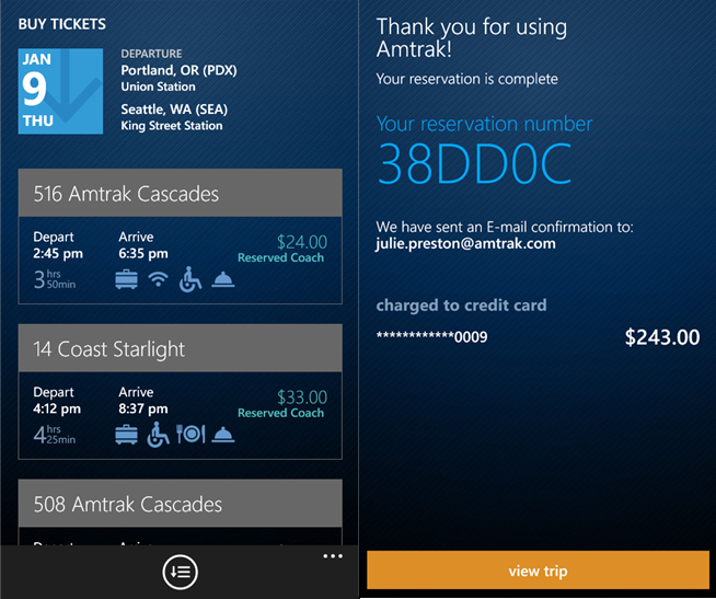 Amtrak train app Book tickets and check the train status for Windows