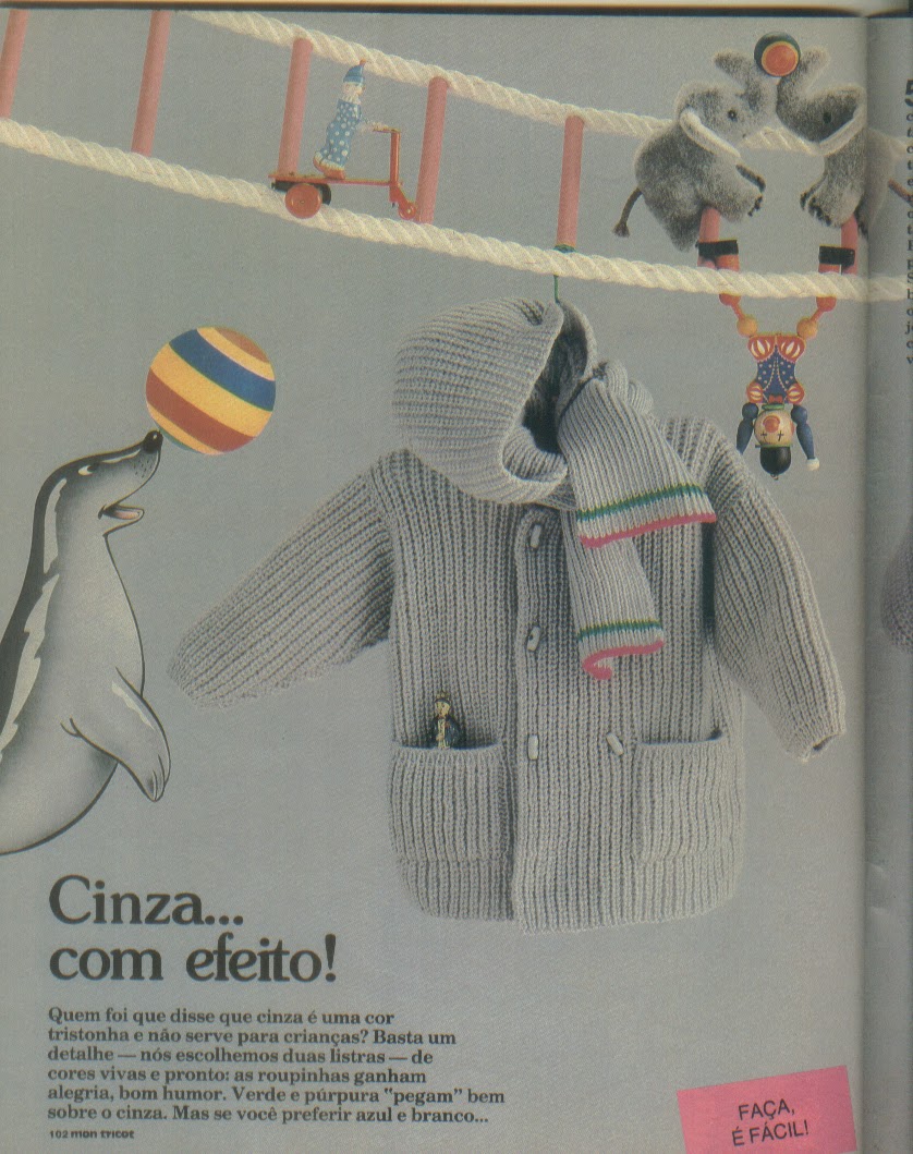 casaco infantil de trico com capuz
