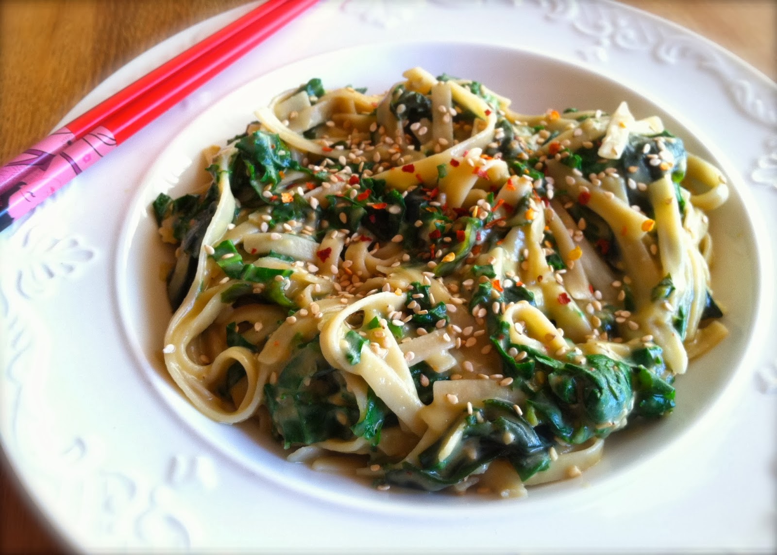 Positively Vegan Warm KaleNoodle Salad