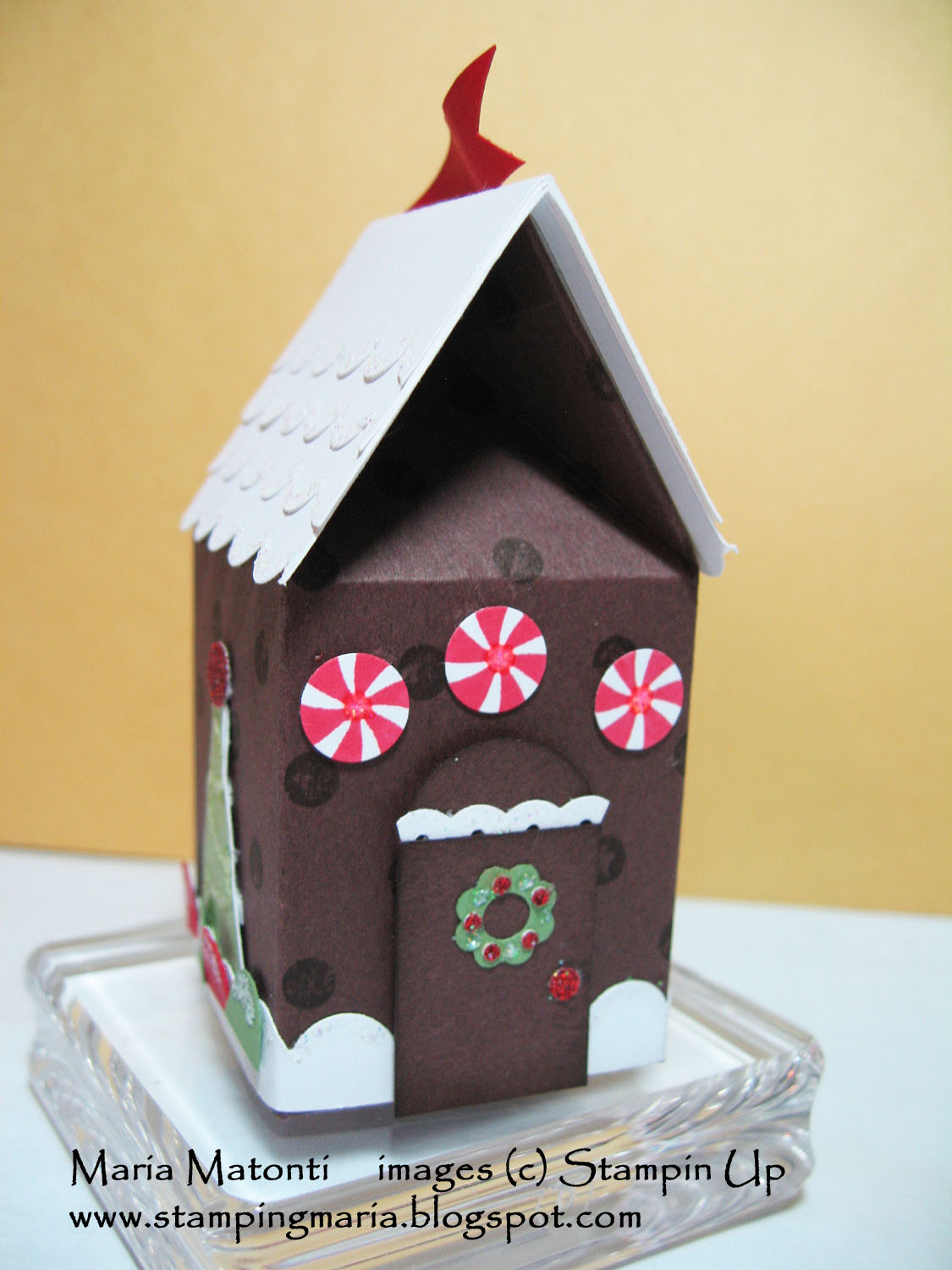 Maria's Stamping Station Gingerbread House made with Stampin' Up's