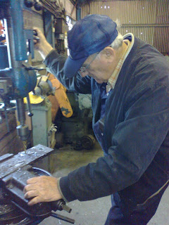 Ronnie drilling a ground frame bracket