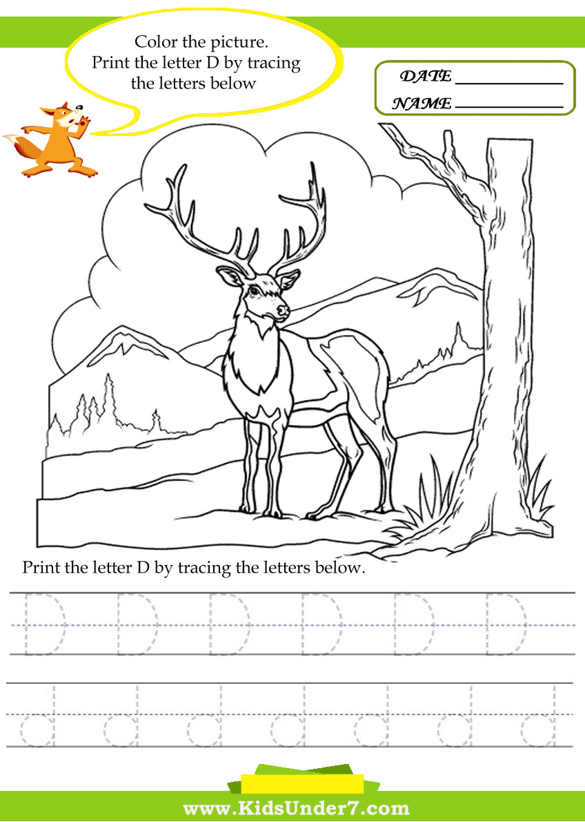Worksheet Trace Letter D kids under 7 alphabet worksheets trace and print letter d d