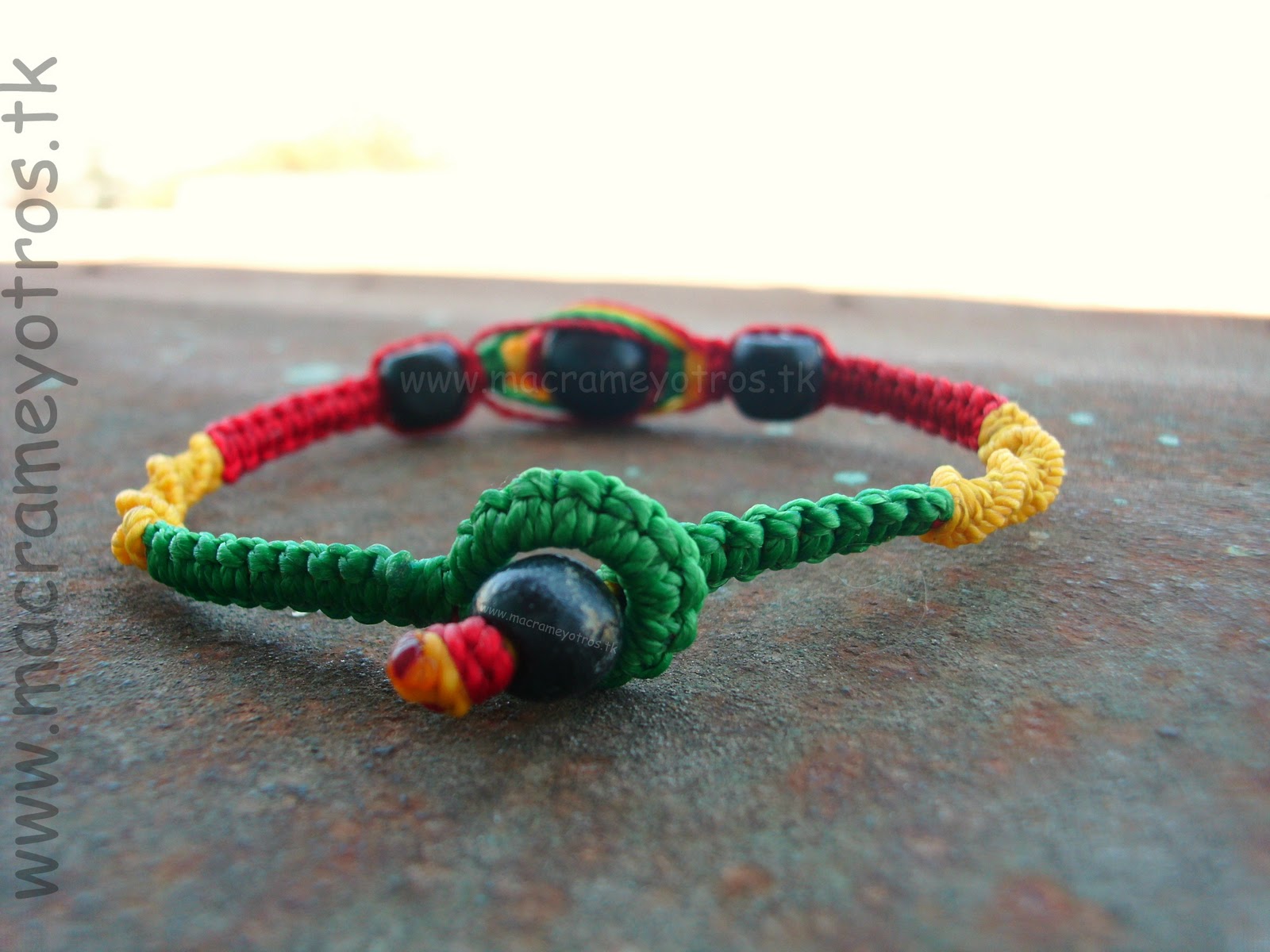Macrame y Otros Pulsera Verde , Amarillo, Rojo