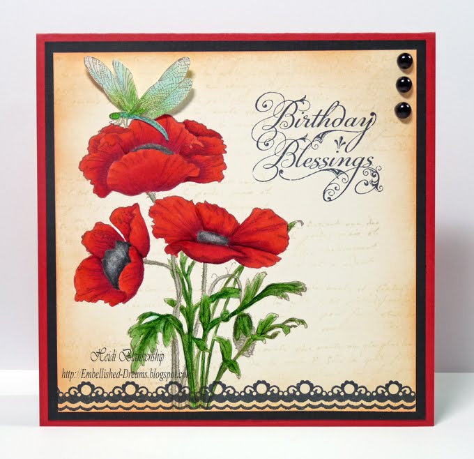embellished dreams crafty secrets birthday blessings poppy card