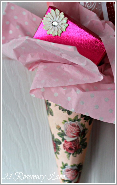 21 Rosemary Lane St. Valentine's Day Gift Cone with Tutorial