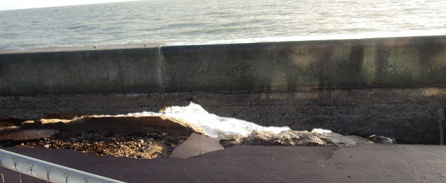 southsea promenade sea wall damage pyraminds centre