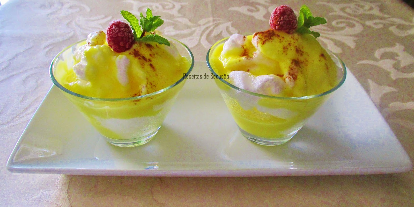 Farófias com creme de soja e baunilha