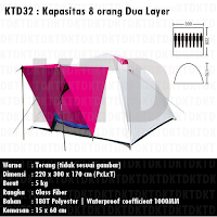 KTD32 krey tenda dome kapasitas 8 orang 2 layer
