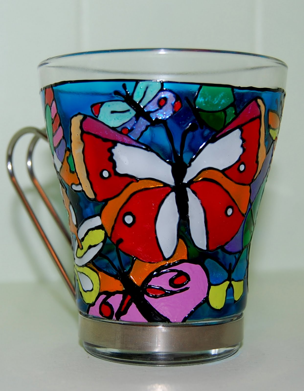 My Art Glass World Butterflies coffee cups