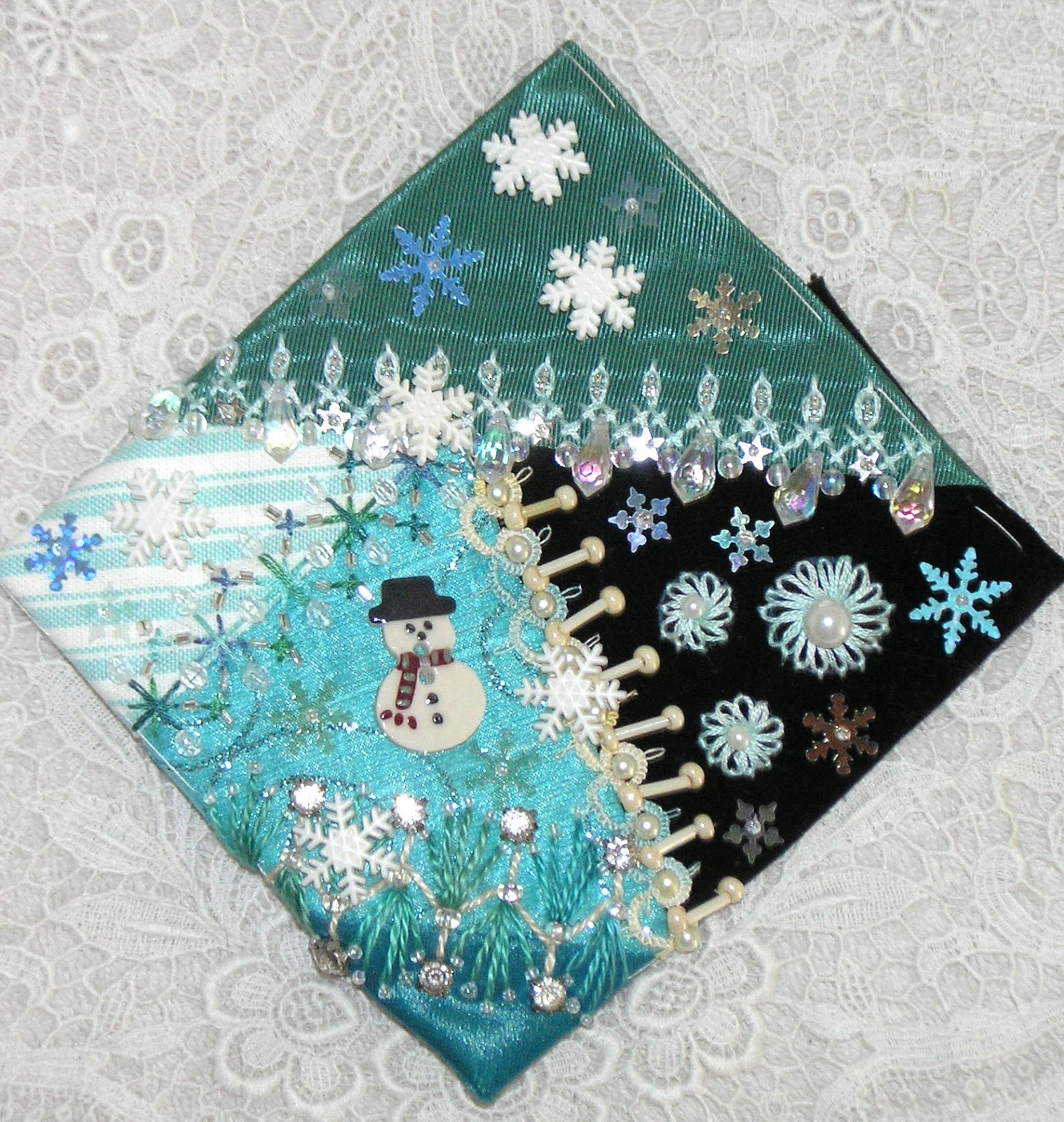 ... of Kitty and Me Designs: Crazy Quilt Blocks for Christmas Ornaments