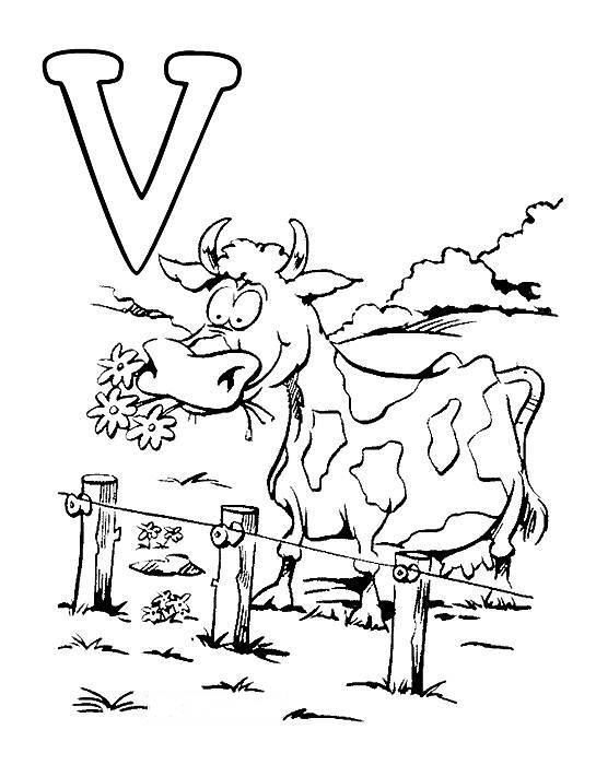 imagens letras do alfabeto letra V pintar Desenhos Preto e Branco letras do alfabeto letra V Colorir