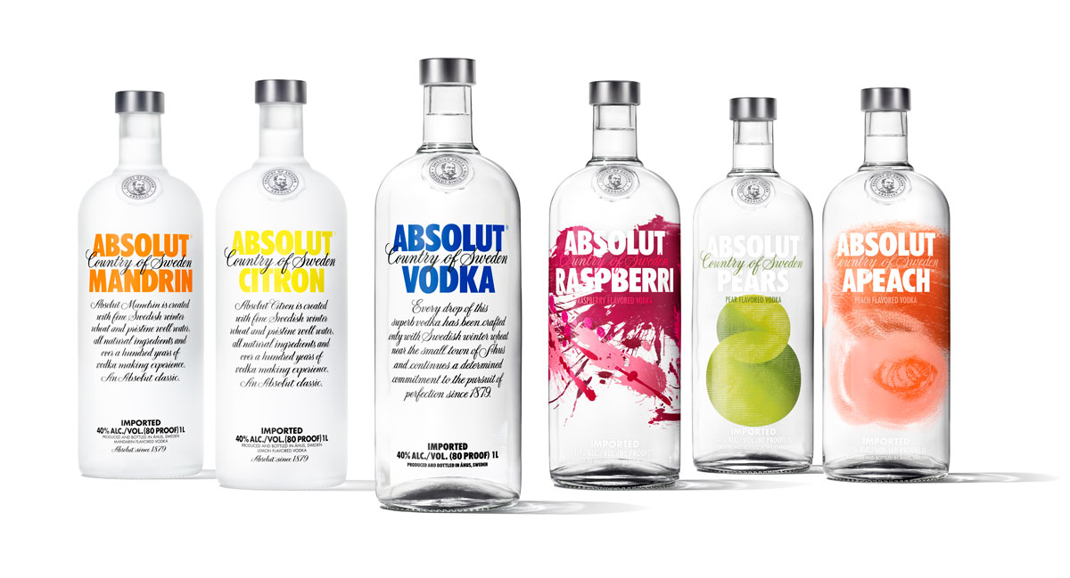 Absolut Flavored Vodka Redesigned on Packaging of the World Creative