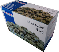 Pietre de lava adecvate pentru diferite tipuri de gratare pe gaz ambalate in cutii colorate  tip fin 3 kg sau tip grosier 5 kg
