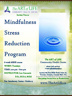 mindfulness meditation MBSR program in Toronto, Lou Carcasole, art of life community health centre