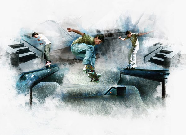 Grungy Skateboard Photo Montage Poster Photoshop Tutorial Tips and Tricks