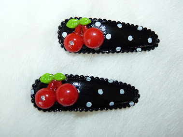 black polka dot cherry haircandy