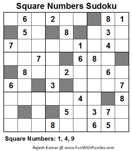 Square Numbers Sudoku (Fun With Sudoku #35) - Fun With Puzzles
