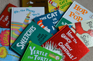 Oh, the Places You'll Go, How the Grinch Stole Christmas, Fox in Socks, Green Eggs and Ham, Yertle the Turtle, The Lorax, Cat in the Hat, The Sneetches