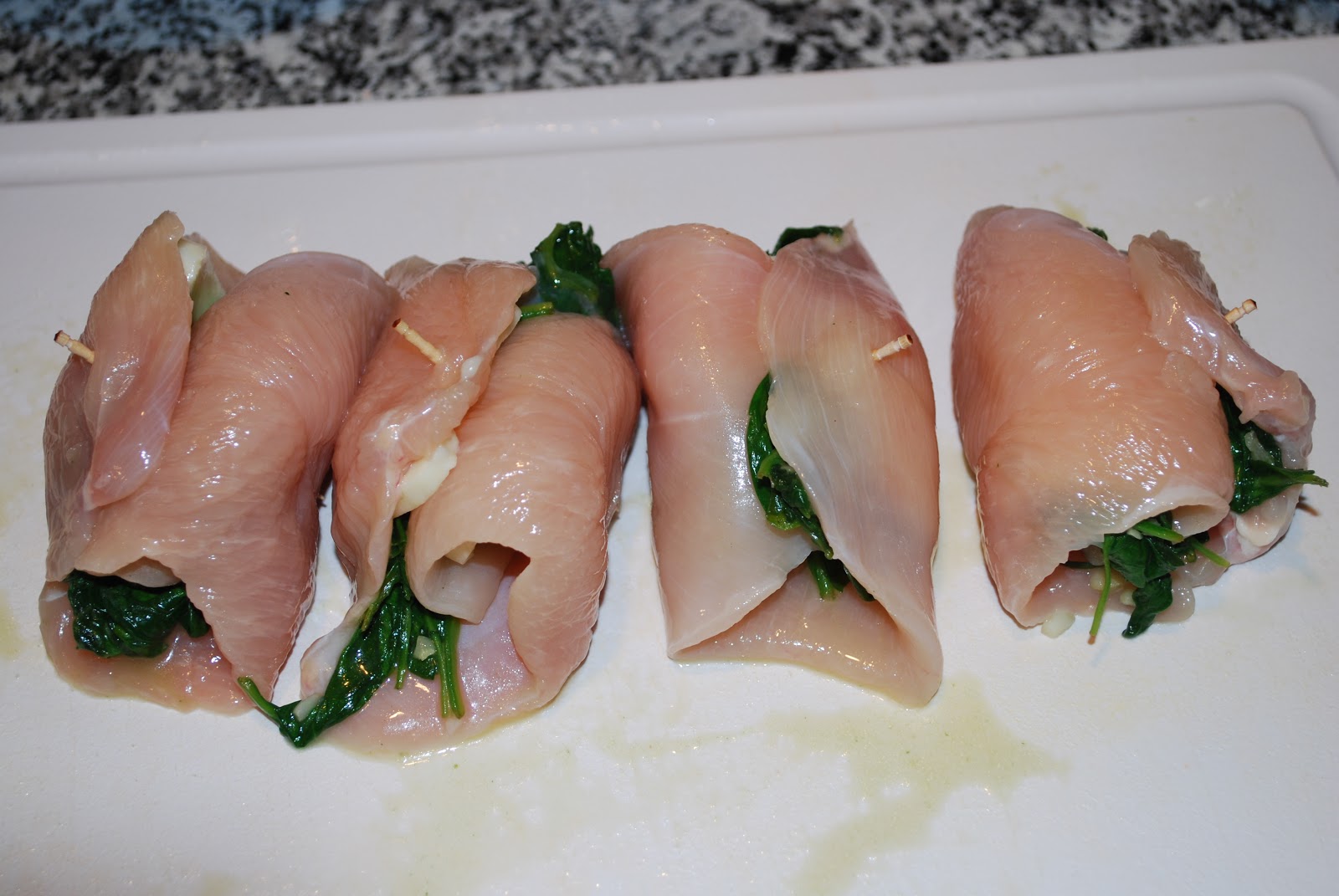 The One Behind The Apron Spinach & Mozz Chicken Rollups