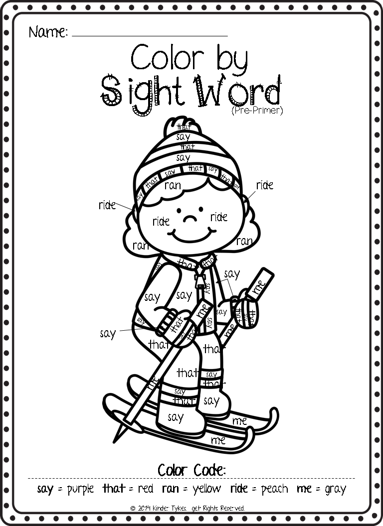 Worksheets Color By Sight Word Worksheets kinder tykes 2015 hope you enjoy