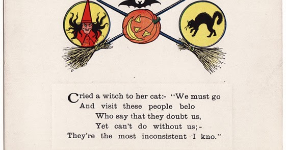 Nothing But Limerick Postcards Cried A Witch To Her Cat We Must Go