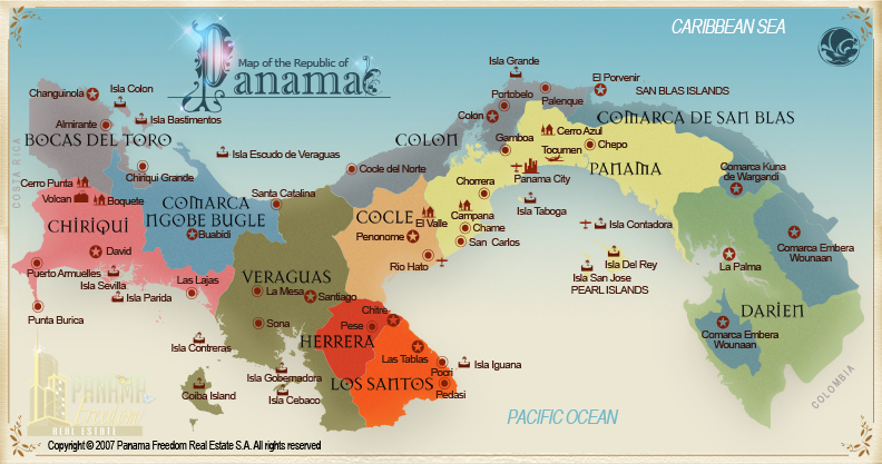 Mapas de Panamá: Mapa político de panamá con nombres