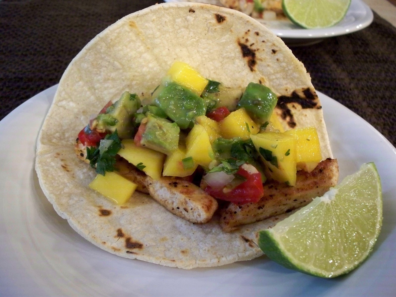 The Taming of the Roux Chicken Tacos with MangoAvocado Salsa