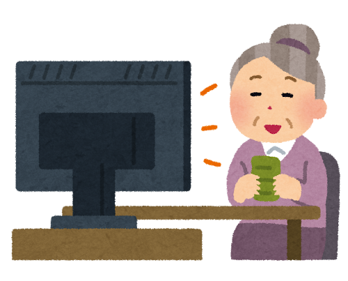 テレビを見ているお婆さんのイラスト