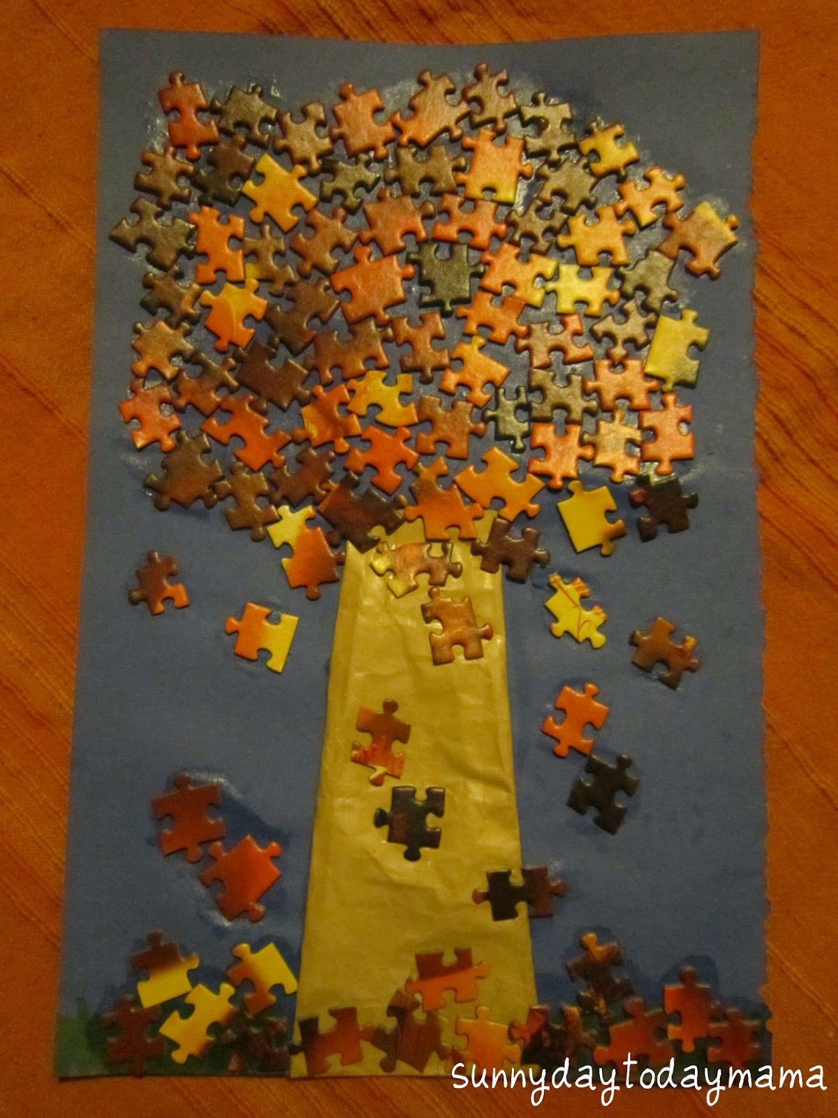 sunnydaytodaymama Autumn jigsaw puzzle tree and sensory tub (and more