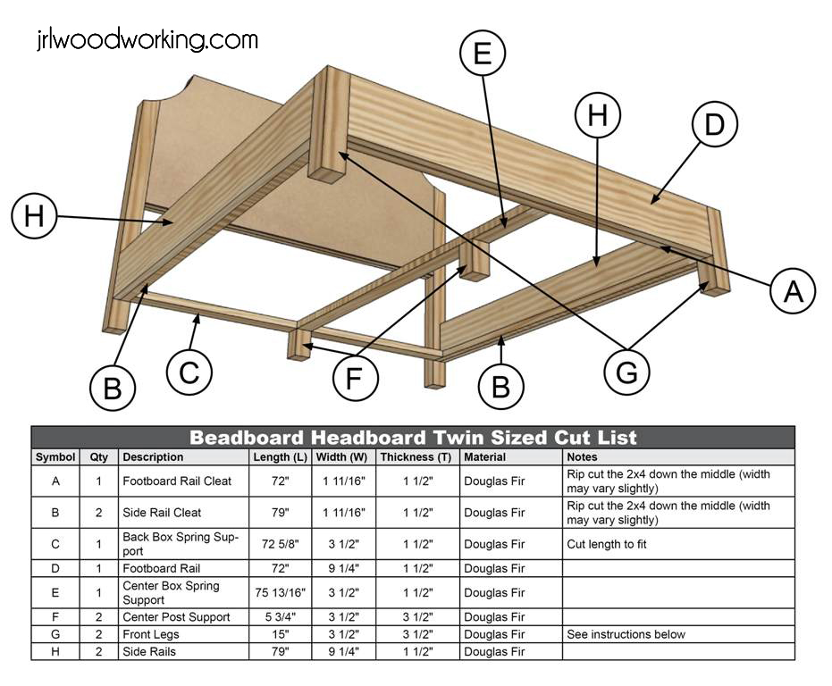 jrl woodworking free furniture plans and woodworking bed frame dimensions chart