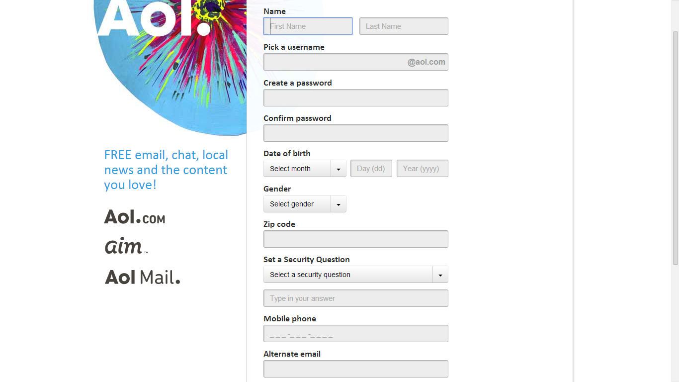 cara membuat email aol
