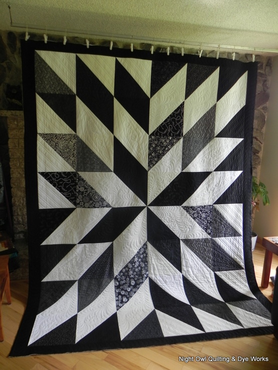 Night Owl Quilting & Dye Works Black and White HST Quilt