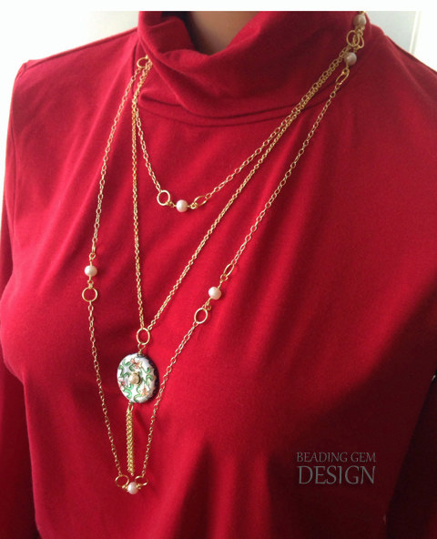 gold chain and pearl sautoir necklace