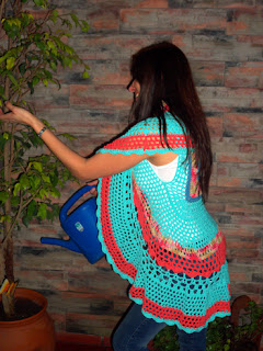 chaleco tejido en crochet, chaleco crochet hilo rústico circular, chaleco crochet