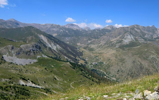 Bousièyas, Camp des Fourches and Cime de la Bonette far left in distance