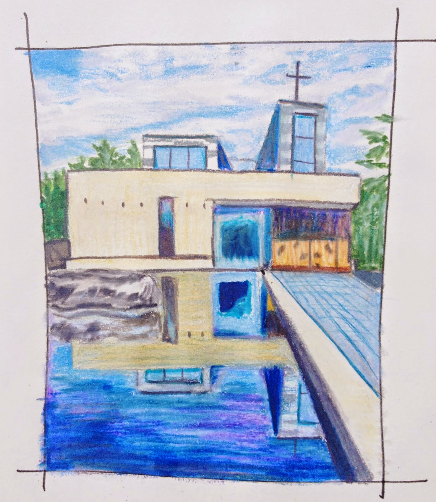 Sketch by Saxon Smith, colored pencil and marker.