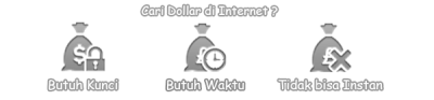 Cari uang dollar diinternet? Butuh kunci, Butuh waktu, Tidak bisa instan Cari uang dollar diinternet? Butuh kunci, Butuh waktu, Tidak bisa instan