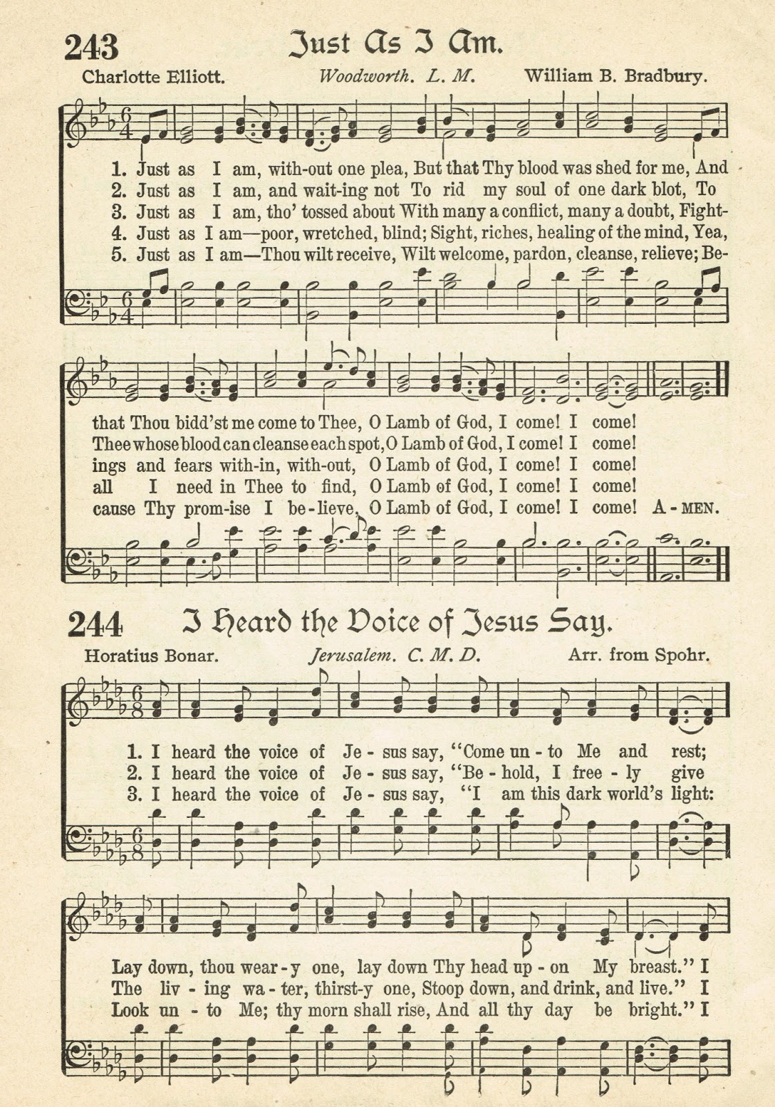 Sonday - Just As I Am - Antique Hymn Page Printable - Knick of Time