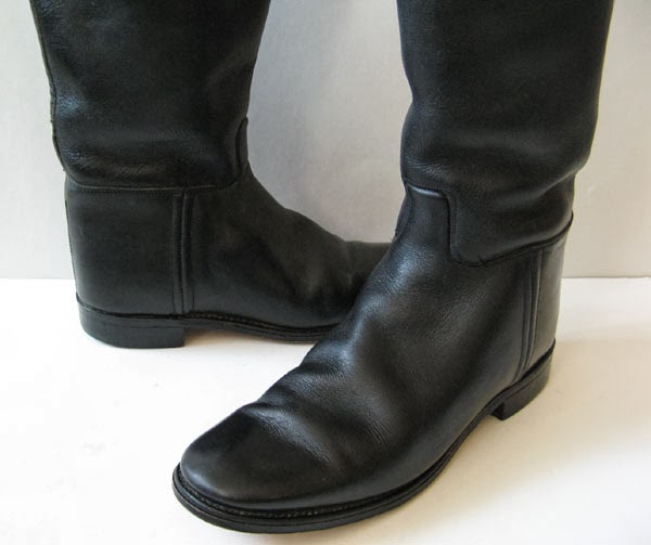 VINTAGE TALL BLACK LEATHER RIDING BOOTS WOMENS SIZE 8 MARLBOROUGH