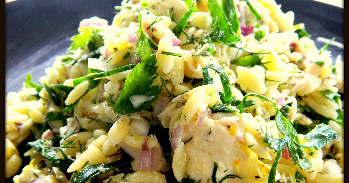 food by selina SMOKED FISH & ORZO PASTA SALAD WITH SPINACH, LEMON AND