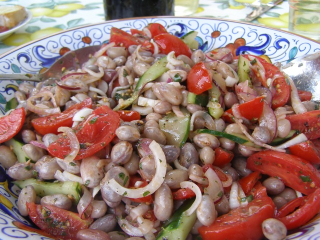 Cranberry Bean Salad with Cucumbers & Cherry Tomatoes