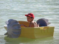 Mexico, Alexanre on a paddle boat 3 years and 4 months old