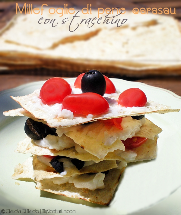 millefoglie di pane carasau con stracchino