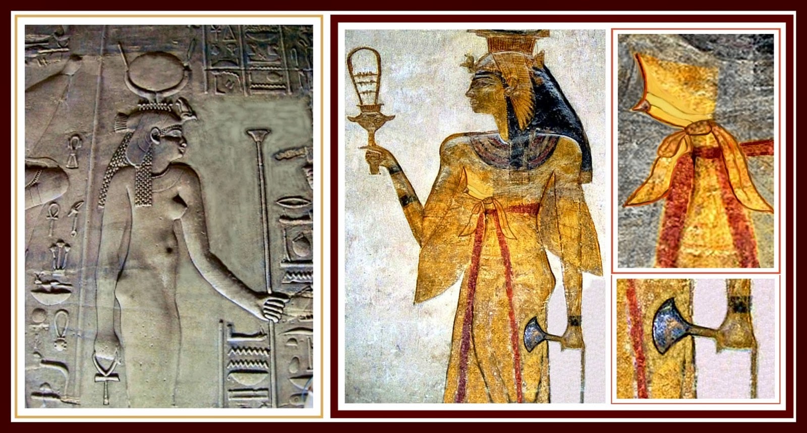 Nefertari, wife of Ramesses, dresses up as Isis to partake in human sacrifice of Philistines, Danites, and Hebrews. The blood of Isis from Abu Simbel