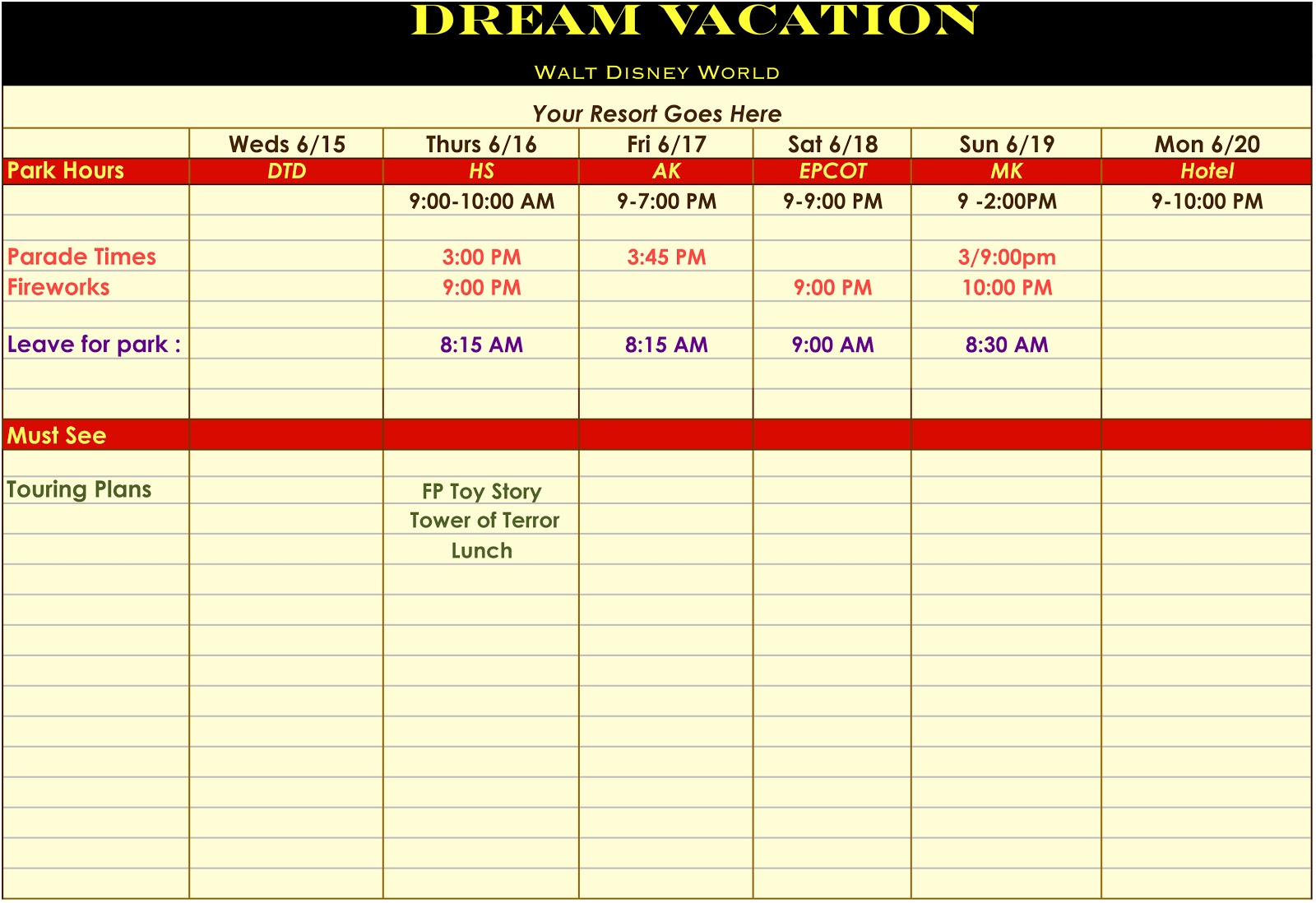 Disney Planner Template 28 Images Editable Mini Binder Disney World Planner Orlando Walt Disney Itinerary Template