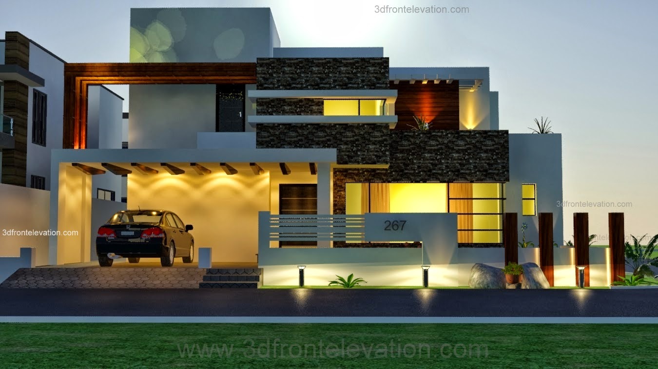 3D Front Elevation.com: 1 Kanal Modern Contemporary Design 3D Front
