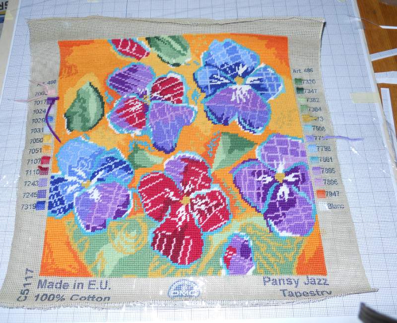 Needlepoint tapestry stretching